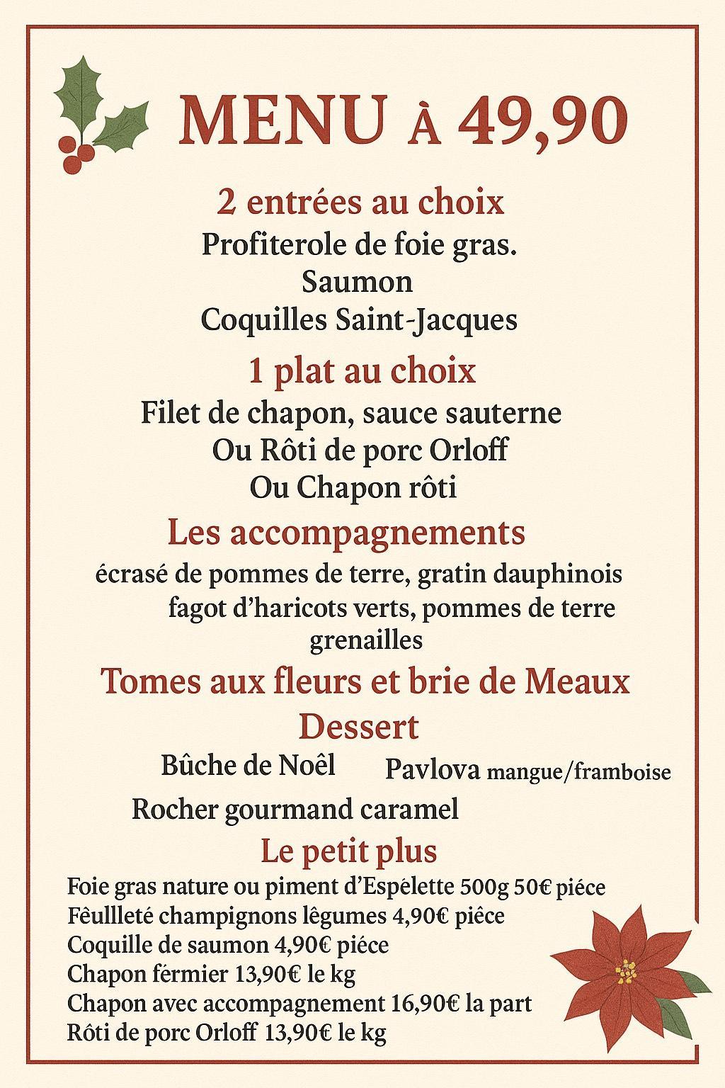 Menu Noël 2025